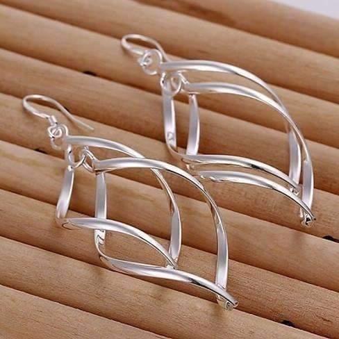 Sterling Silver Interlocking Diamond Spirals Earrings